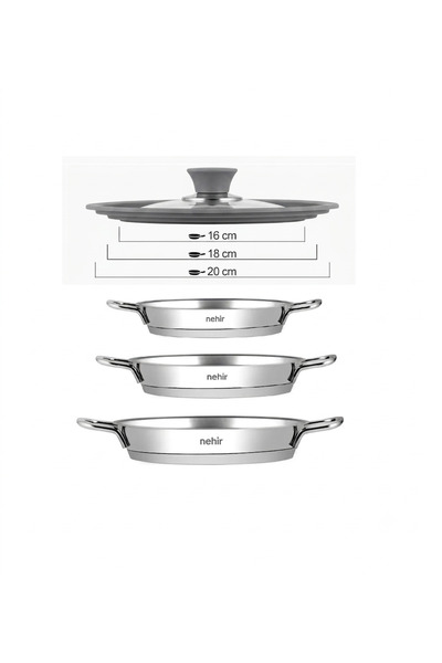 ERGENÇLERZÜCCACİYE Nehir Silver Steel Universal Covered 4-Piece Italian Omele...