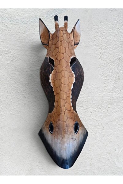 AHŞAP ZEBRA KAFASI MASKE , DUVAR OBJESİ - 50 cm