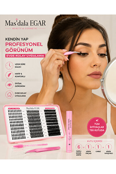 Mas'dala EGAR Evde DIY İpek Kirpik Seti Doğal Görünümlü Takma Kirpik Kit