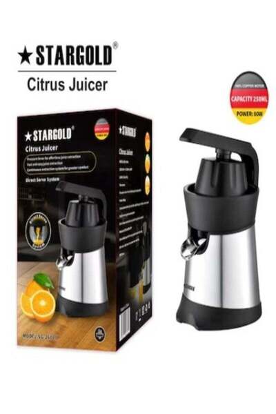 Stargold عصارة حمضيات كهربائية بذراع رافعة، سعة 250 مل، 80 واط، إبريق ستانلس ...