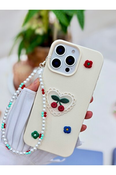 Go Aksesuar Iphone 16 Promax Uyumlu DANTEL Charm KİRAZ Tasarımlı Oyuncaklı Es...