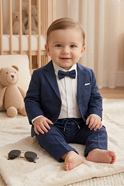 baby kids colors Costum cu jachetă casual din in cu flori/cămașă, pantaloni, ...