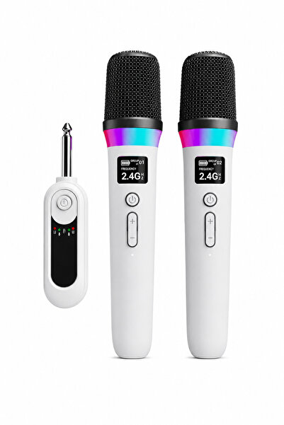 Bubitechh Kablosuz Mikrofon 2'li 2.4 GHz Profesyonel Karaoke Mikrofon Seti Sa...