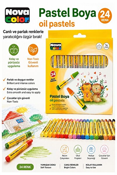 Artlantis Pastel Boya 24 Renk 1 Paket Nova Color Pastel Boya 24 lü Karton Kut...
