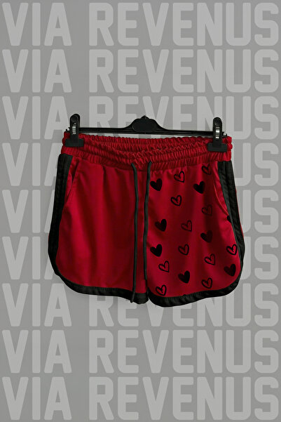 Vordevia Women's Sports Running and Fitness Shorts with Heart Print on the Le...