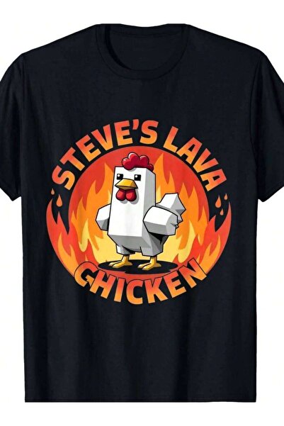 9JY تي شيرت Lava Chicken Miners Meme Steve Pixel Gaming Boys Game مقاس S-4XL