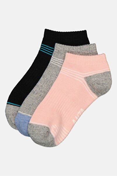 Anta Kids Girl 3 Pairs Brand Logo Ankle Socks, Multicolor