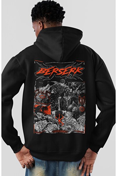 SEVBANO Berserk Guts Anime Back Printed Unisex Oversize Combed Cotton Hoodie