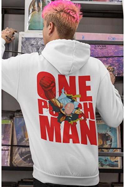 SEVBANO هودي قطني ممشط كبير الحجم مطبوع عليه One Punch Man Anime للجنسين
