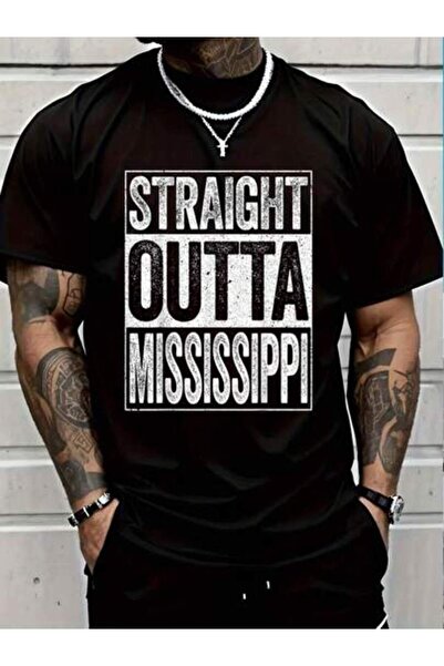 9TAY قميص مستقيم 100% قطن من ماركة Straight Outta Mississippi MS State بأكمام...