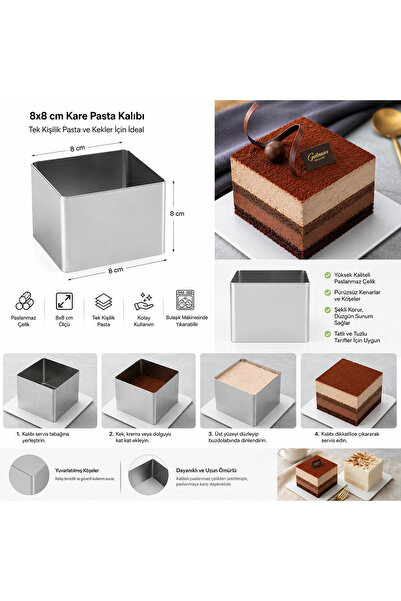 Lilasso Home قالب كيك مربع الشكل لشخص واحد مقاس 8x8