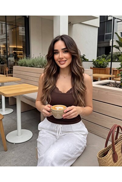 Trend Kapında Lace Detailed Strappy Blouse Undershirt