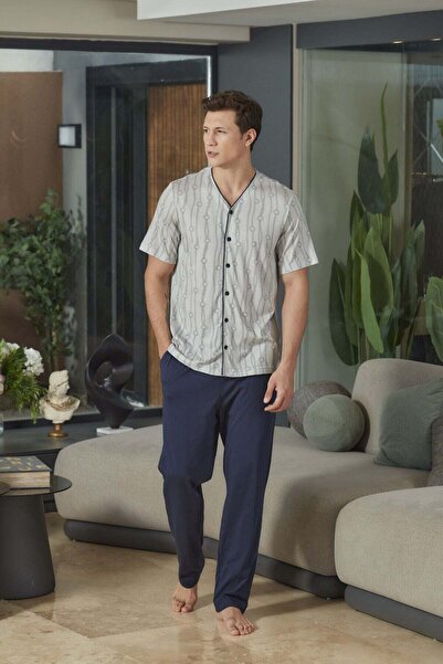Cossy By Aqua Short Sleeve Front Buttoned Men's Pajama Set Cossybyaqua 26949-2XL