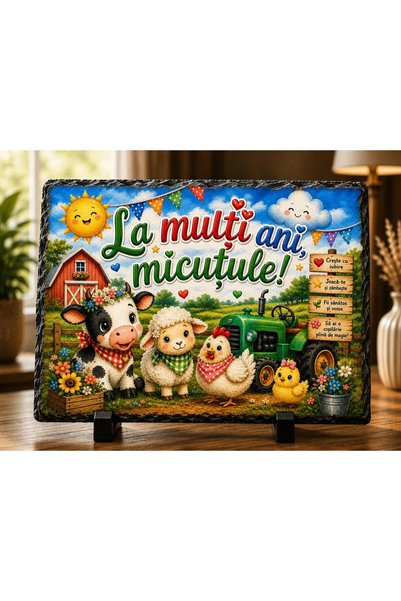 hiperborea Ardezie Personalizată –„La mulți ani, Micuțule!” Fermă – Cadou pen...