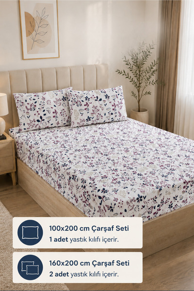 Formeya Patterned Elastic Sheet Set |   Fitted Sheet and Pillowcase Set Singl...