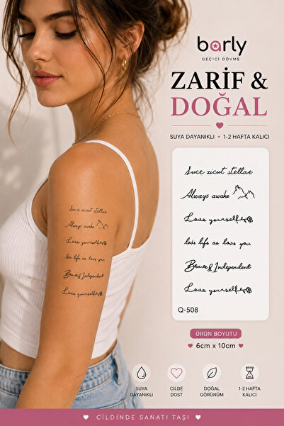 Barly Yazılı Minimal Geçici Dövme Tattoo