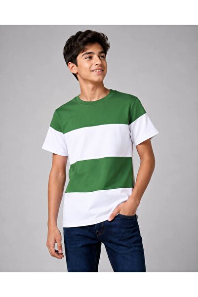 Generic Brand Boy's Color Block Short Sleeve Single Jersey Cotton T-Shirt 12-...