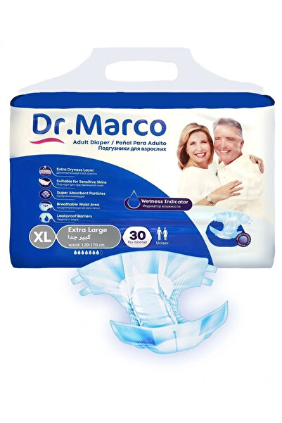 DR.MARCO حفاضات الكبار د. ماركو ذات الراحة الطويلة الأمد، مقاس كبير L، مع لاص...
