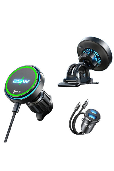 LISEN Suport auto cu încărcător wireless W116 (YL0225060018) - pentru grila d...