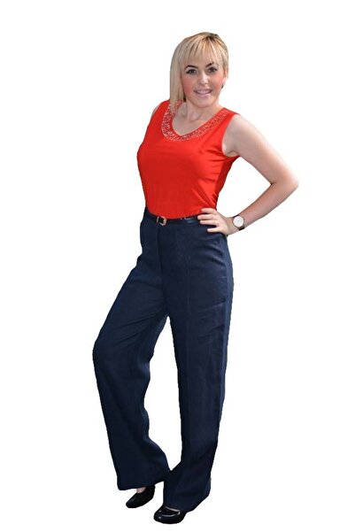 OEM Pantalon lung de vara bleumarin, masura mare, din bumbac
