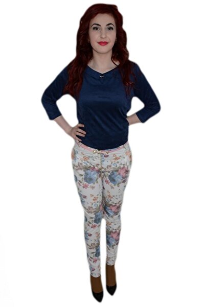 OEM Pantalon la moda, nuanta de alb si imprimeu floral