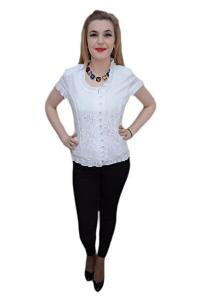 OEM Bluza in tendinte, nuanta de alb, design cu flori fashion