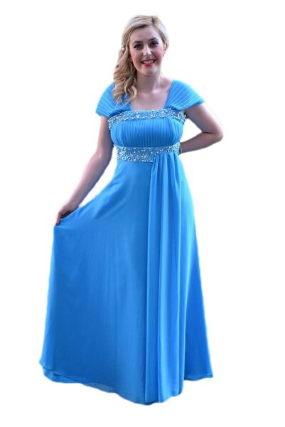 OEM Rochie chic masura mare, de culoare albastra, cu model fronsat