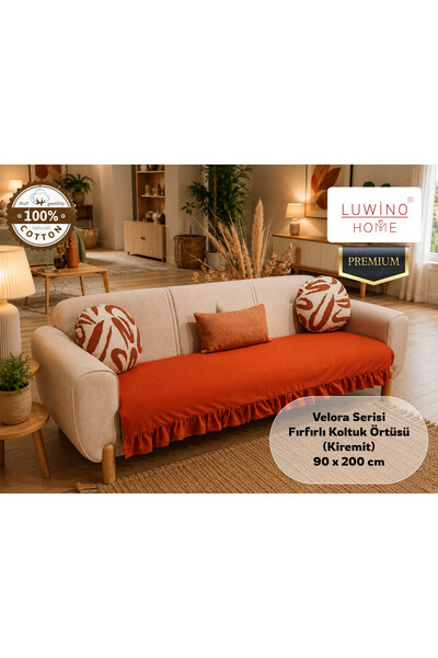 LUWİNO HOME غطاء مقعد مكشكش من القطن والكتان بنسبة 100%، سلسلة فيلورا، مفرش س...
