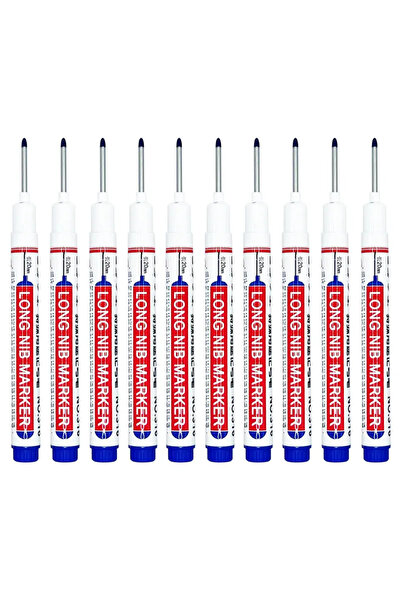 Choice Blue 10-Pack Long Tip Markers - Quick-Dry, Waterproof for Construction...