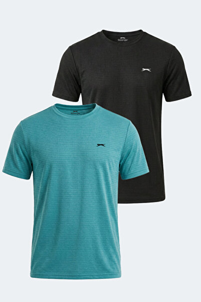 Slazenger مجموعة KOFONA مكونة من قطعتين تي شيرت رجالي باللون الفيروزي - أسود