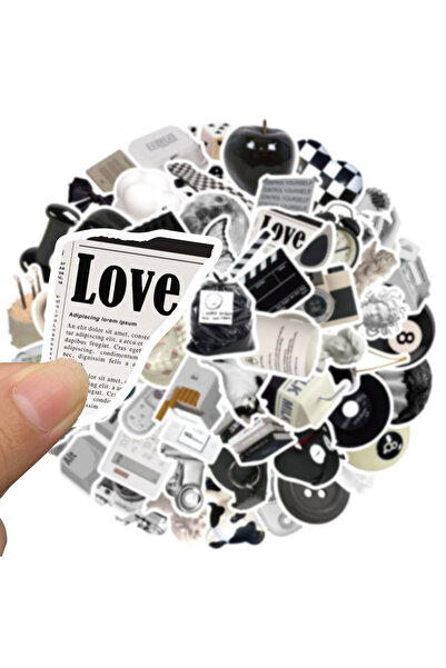 Choice10 ملصقات GT155-10 PCS 50PCS بتصميم Ins Style Apathy باللونين الأسود وا...