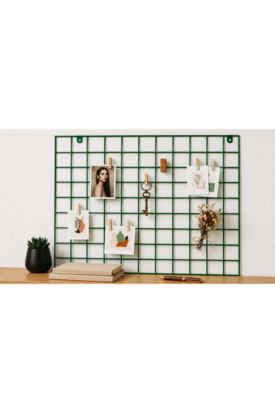 LEFİEV 50x70 cm Renkli Metal Tel Pano | Duvara Asılabilir Fotoğraf Not Panosu...