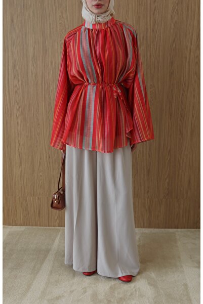 MERETTO By Akıl Striped Chiffon Blouse