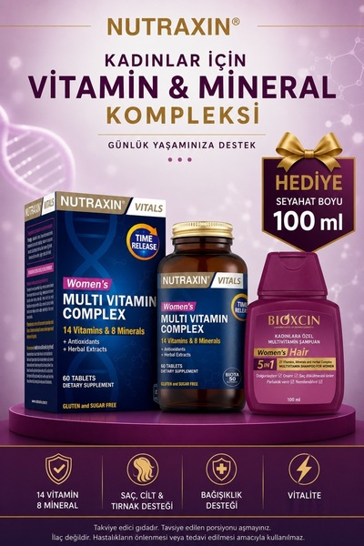 Nutraxin Multivitamin Complex Women's 60 Tablet - Women's Hair Multivitamin Ş...