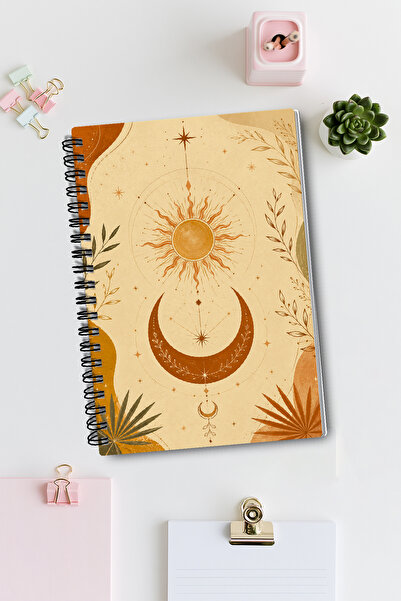 giftkonsept Mystical Boho Botanical Leaf Motif A5 50 Sheets 100 Pages Spiral ...