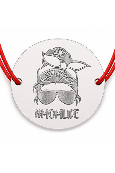 Simoshop Brățară argint 925 cu bănuț Momlife, șnur reglabil — cadou pentru mama
