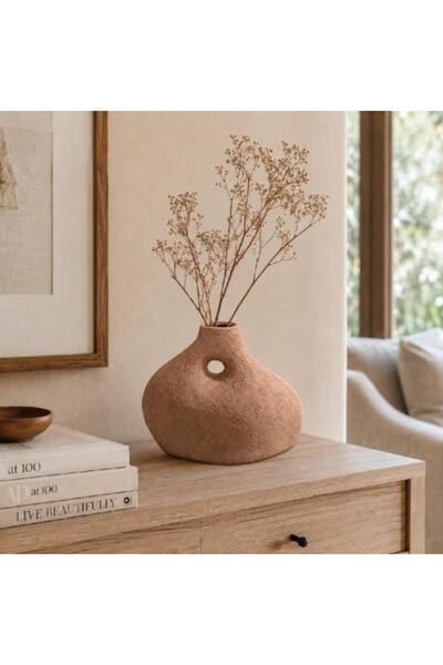 Warehouse مزهرية زخرفية بلون بني ترابي