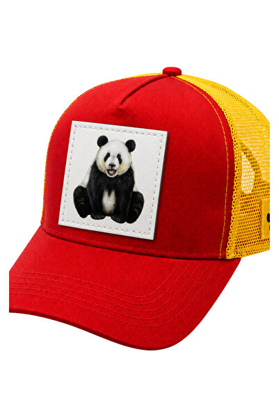 All animals Panda Printed Patch Detailed Mesh Trucker Baseball Cap Unisex