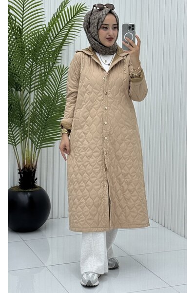 Generic Brand Gözde Quilted Coat Beige