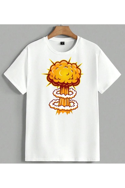 ELFERA Explosion Cloud Funny Printed Unisex Oversize T-Shirt White