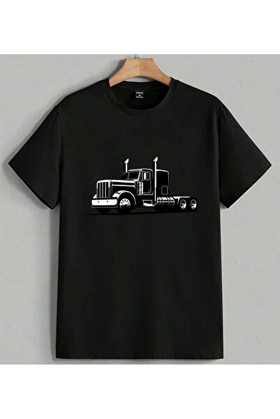 ELFERA Kamion Crna Cargo Transport T-shirt majica sa printom Unisex Oversize ...