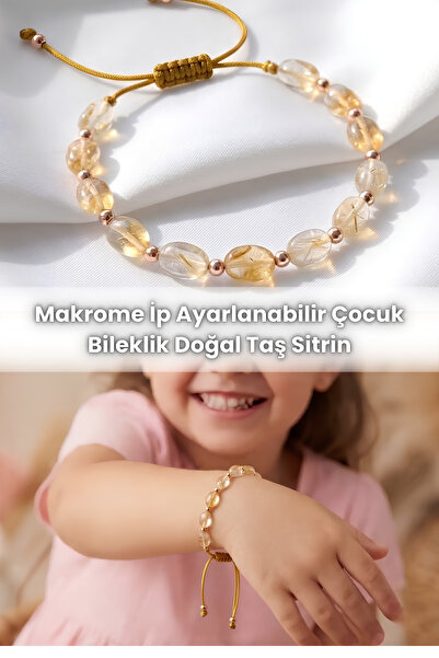 Elifsu Jewelry Macrame Rope Adjustable Children's Bracelet Natural Stone Opal...