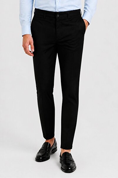 STEEL & JELLY Men Slim Fit Plain Chino Pants, Black