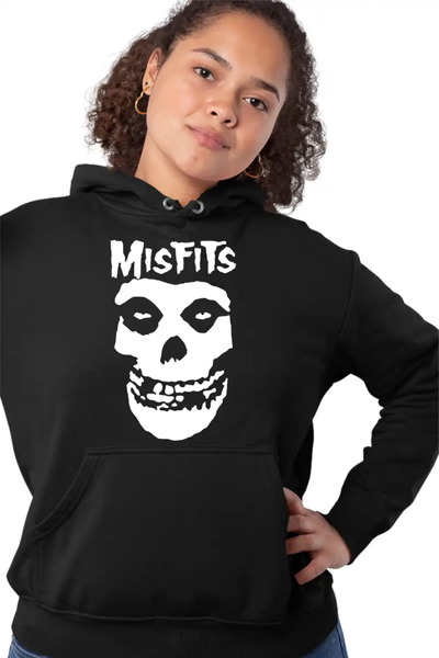 OEM Γυναικείο Φούτερ Misfits με Κουκούλα, Σχέδιο Κρανίου Φιέντ Πανκ