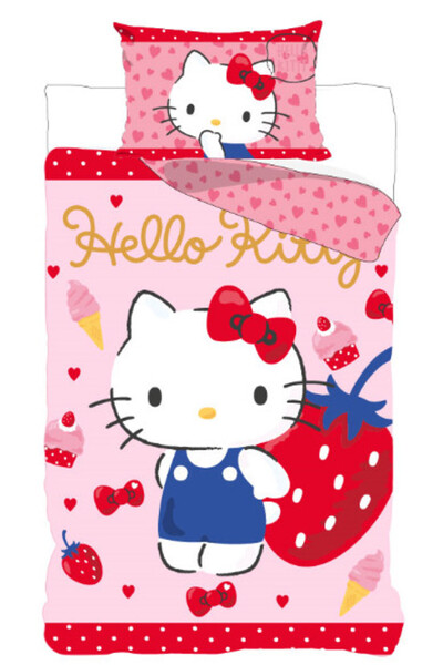 Hello Kitty Strawberry lenjerie de pat pentru copii, grădiniță 100×135 cm, 40...