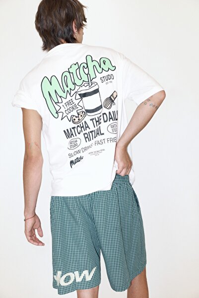 Pull & Bear STWD Matcha grafik baskılı tişört