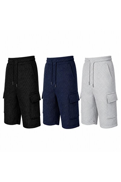 SURMARİ Set de 3 pantaloni scurți unisex, confortabili, cu buzunare cargo și ...