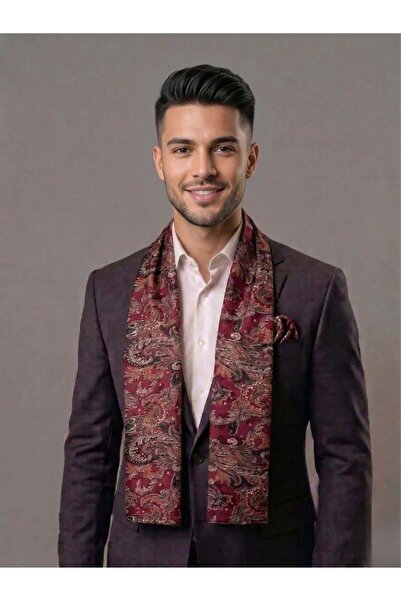 Asyabayrak Ethnic Pattern Scarf - Pocket Handkerchief Set Brown