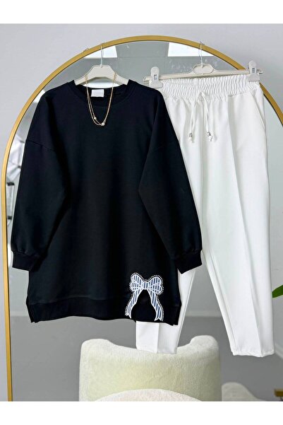 EC MODA Ribbon Embroidered Hijab Tunic and Pants Set