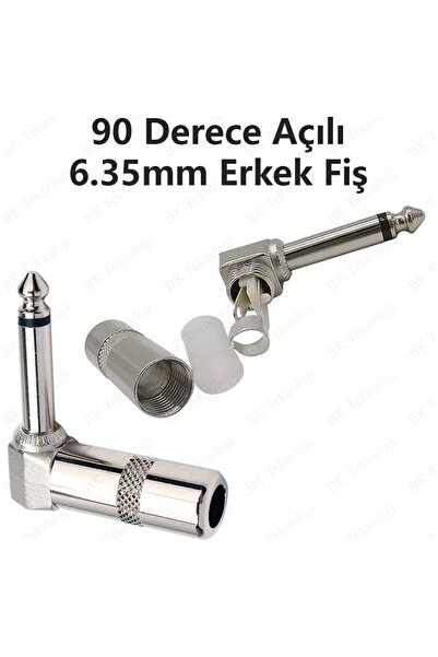 chester 90 Derece Jack Lehim Konektörü 6.35MM Mono L Tip Metal Erkek Jack